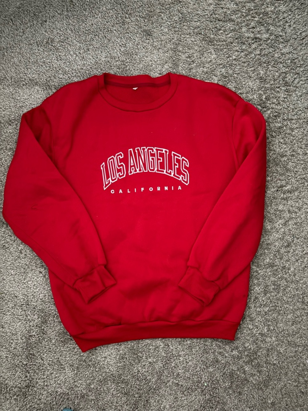 SHEIN Red 'Los Angeles California' Crewneck Sweatshirt